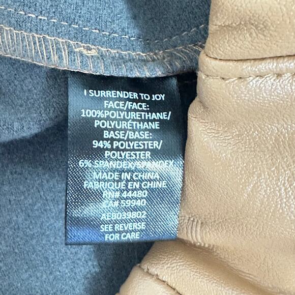 AFRM Adela High Waist Front Slit Faux Leather Pants in Tan Caramel - Picture 6 of 6